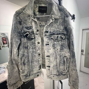Cult of Individuality Distressed Black and White Denim Jacket